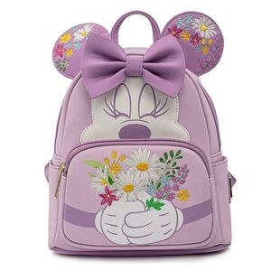 Minnie Mouse Backpack Minnie Holding Flowers Lavender Disney & Loungefly SEALED